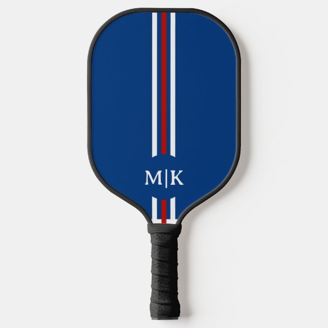 Raquette De Pickleball bleu clair et blanc | Monogramme moderne Picklebal (Recto)