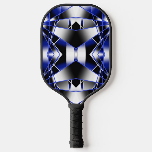 Raquette De Pickleball Bleu Dégradé Rempli Mécanique Dessin Mosaïque (Recto)