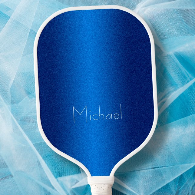 Raquette De Pickleball Bleu Moderne Élégante Typographie Minimal Nom Pers (Créateur téléchargé)