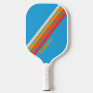 Raquette De Pickleball Bleu Surf Délavé Rayé avec Nom