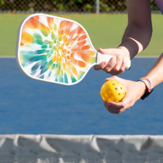 Raquette De Pickleball Bleu Vert Violet orange Jaune Blanc Tie Dye Art