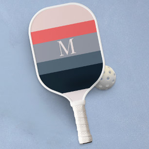 Raquette De Pickleball Bloc de couleur moderne rayé monogrammé