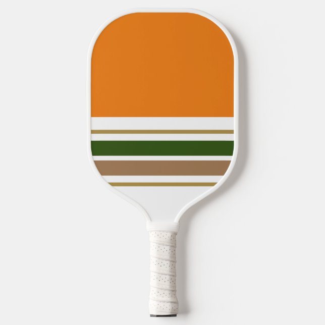 Raquette De Pickleball Blocage couleur Tangerine Vert Brown Racing rayure (Recto)