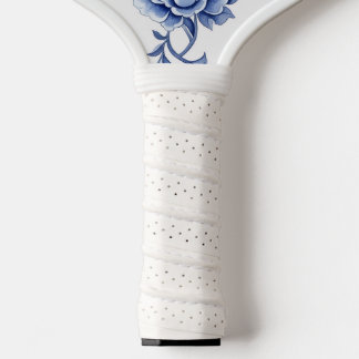 Raquette De Pickleball Blue and White Chinoiserie Floral Monogram Pickleb