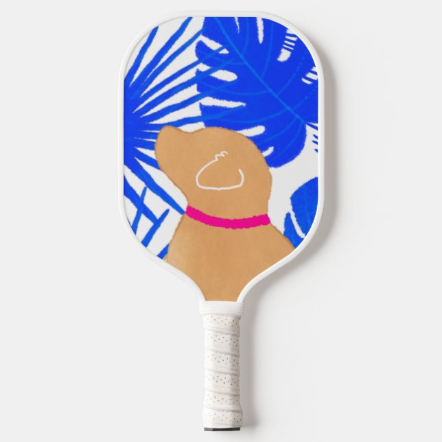 Raquette De Pickleball Blue Tropical Island Chien jaune Pickleball Paddle (Recto)