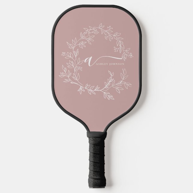 Raquette De Pickleball Blush Dusty rose moderne Script Girl Monogramme No (Recto)