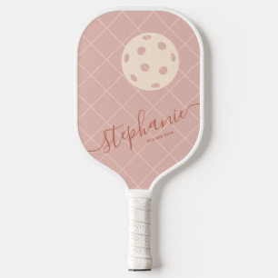Raquette De Pickleball Boho Pinks tendance élégant Script Customisé