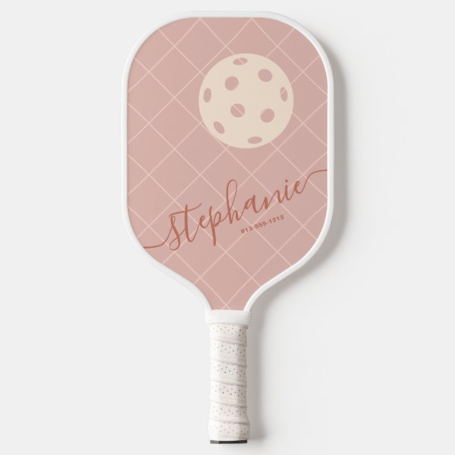 Raquette De Pickleball Boho Pinks tendance élégant Script Customisé (Recto)