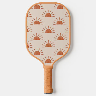 Raquette De Pickleball Boho Sun Initiales Monogrammes Brown rose rayé
