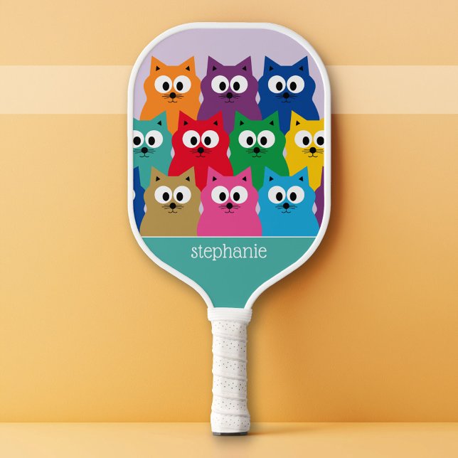 Raquette De Pickleball Boîte de joli caricature colorée Kitty Chats Motif (Custom Pickleball Paddle)