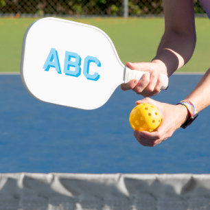 Raquette De Pickleball Bold Sport Bleu Monogramme Empilé 3 Lettres