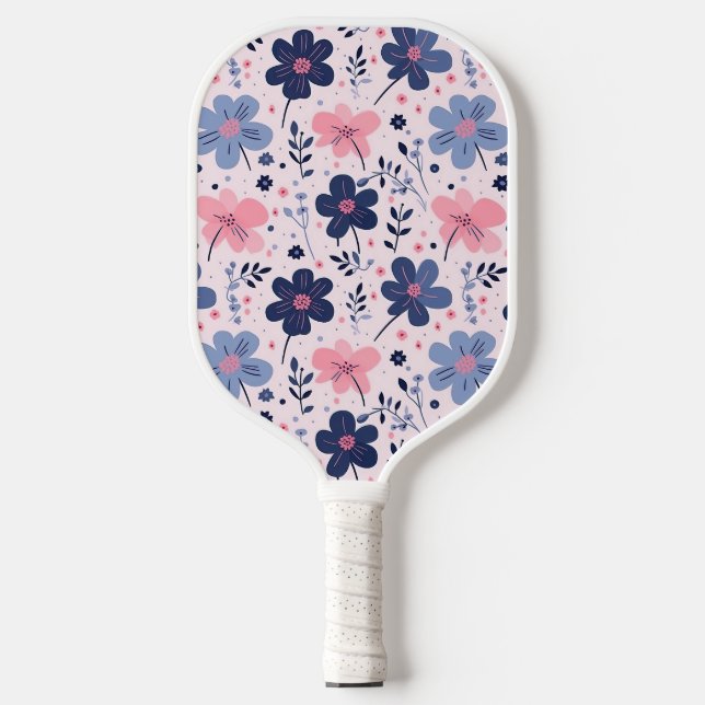 Raquette De Pickleball Botanical Pink And Blue Flowers Nature Print (Recto)