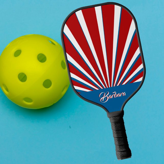 Raquette De Pickleball Bright Bold Rouge Bleu Bleu Bleu Nom personnalisé (Créateur téléchargé)