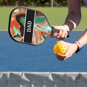 Raquette De Pickleball Brown, Green, Black Marble Pour Painting Effect  