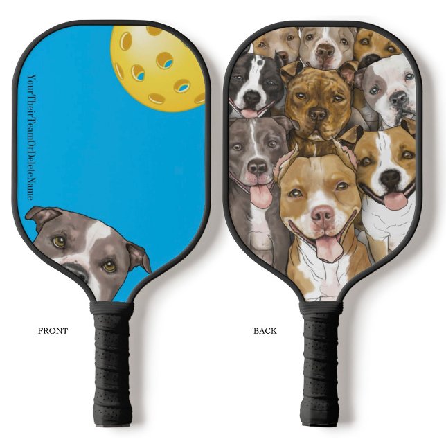 Raquette De Pickleball BullTerriers sur une pagaie de Pickleball bleu (Créateur téléchargé)