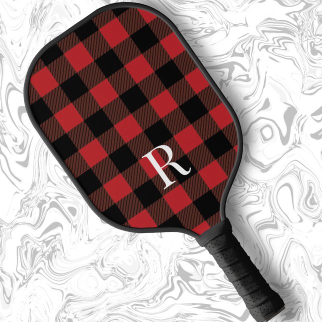 Raquette De Pickleball Cadeau classique monogramme de buffle plaid cadeau (Créateur téléchargé)