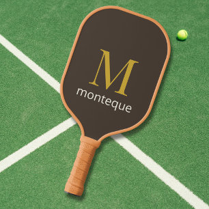 Raquette De Pickleball Cadeau de Luxe Personnalisé Monogramme Taupe Or No