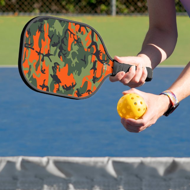 Raquette De Pickleball Camouflage orange et vert, Militaire, Armée (Insitu)