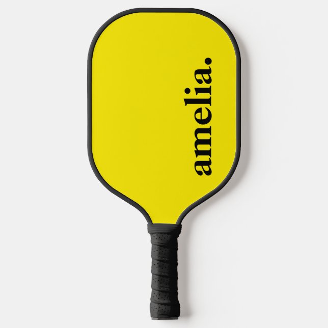 Raquette De Pickleball Canary Jaune Couleur Solide Nom élégant (Recto)