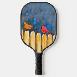 Raquette De Pickleball Cardinals on the Fence Painting - Art original
