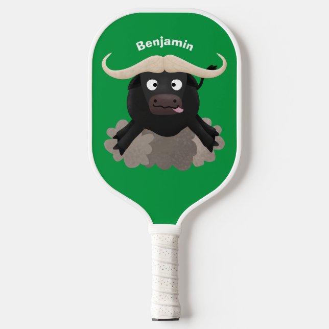 Raquette De Pickleball Caricature amusante de buffle d'eau courante (Recto)