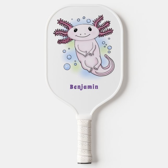 Raquette De Pickleball Caricature axolotl rose adorable (Recto)