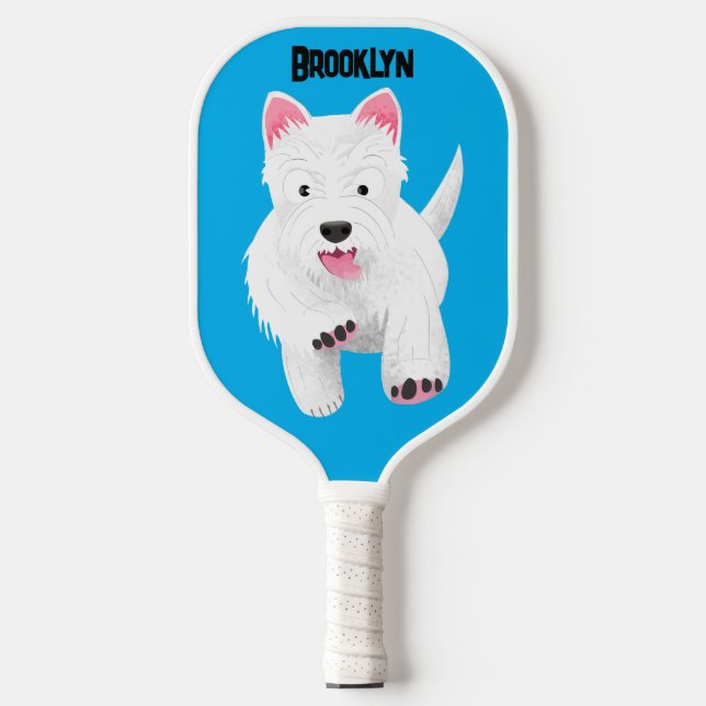 Raquette De Pickleball Caricature blanche de terrier de l'ouest (Recto)