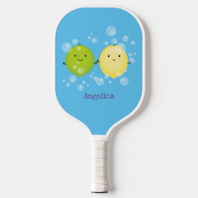 Raquette De Pickleball Caricature de chaux de citron joyeux (Recto)