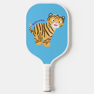 Raquette De Pickleball Caricature de petit tigre joyeux
