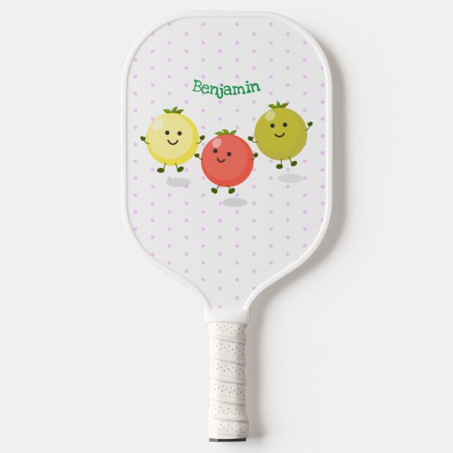 Raquette De Pickleball Caricature de tomates cerises mûres (Recto)