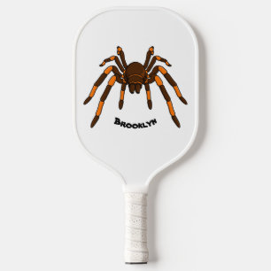 Raquette De Pickleball Caricature déplaisante de tarantule brun et orange