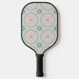 Raquette De Pickleball Carreaux Floraux Pastel Verts