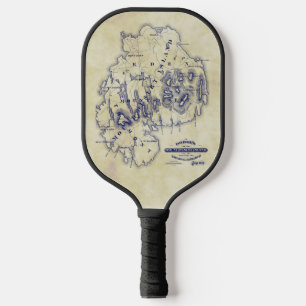 Raquette De Pickleball Carte ancienne de l'île Mount Desert MN Tache de t