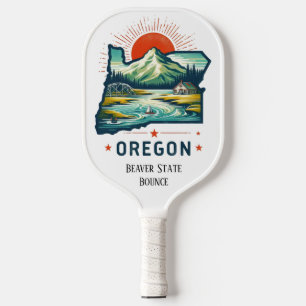 Raquette De Pickleball Carte de Voyage Retro de l'État de l'Oregon