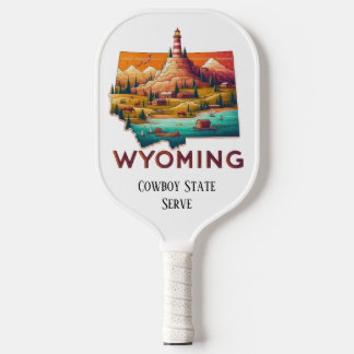Raquette De Pickleball Carte de Voyage Retro de l'État du Wyoming
