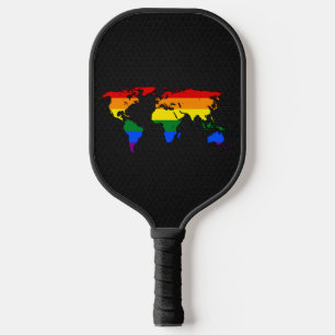 Raquette De Pickleball Carte du monde de la fierté LGBT