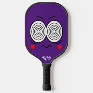 Raquette De Pickleball Cartoon hypnotique visage Monogramme Pickleball Pa