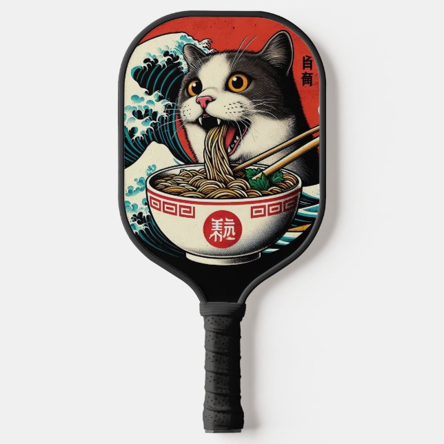 Raquette De Pickleball Cat Ramen Japanese Art Vintage Style (Recto)