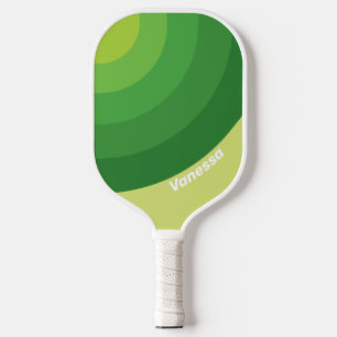 Raquette De Pickleball Cercle vert à rayures avec feuille de nénuphar et