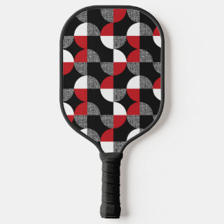 Raquette De Pickleball Cercles Abstraits Noir Rouge Et Gris