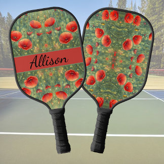 Raquette De Pickleball Champ lumineux de pavots rouges, personnalisable