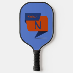 Raquette De Pickleball Changer initial, Ajouter le nom Bleu orange Brown
