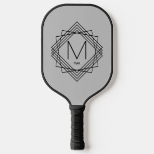 Raquette De Pickleball Changer initial, ajouter le nom classique noir géo