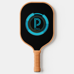 Raquette De Pickleball Changer initial, ajouter le nom Futuristic Blue Te
