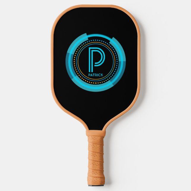 Raquette De Pickleball Changer initial, ajouter le nom Futuristic Blue Te (Recto)