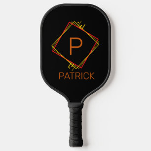 Raquette De Pickleball Changer initial, ajouter le nom Rouge Jaune Carré 