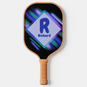 Raquette De Pickleball Changer Initial, Ajouter Nom, Doux Peinture Blues 