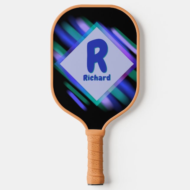 Raquette De Pickleball Changer Initial, Ajouter Nom, Doux Peinture Blues  (Recto)