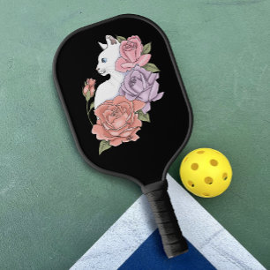 Raquette De Pickleball Chat Blanc Pastel Floral Botanique Romantique Noir