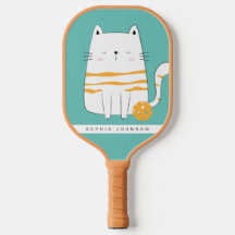 Chat Minimaliste, Nom Personnalisé Pickleball Padd
